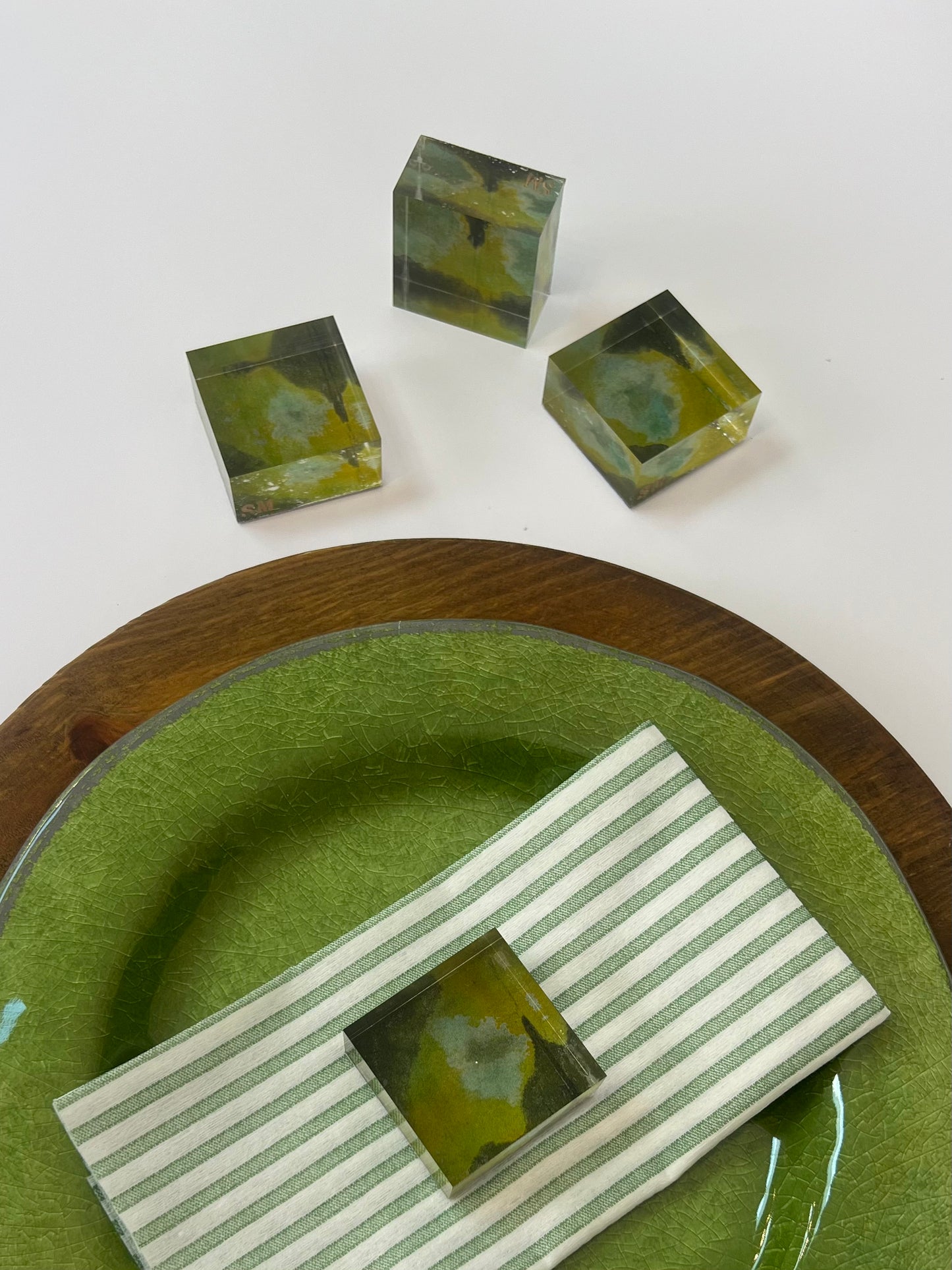 Bark & Moss Lucite Napkin Weights (Set of 4)